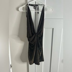 Black & Gold backless mini dress